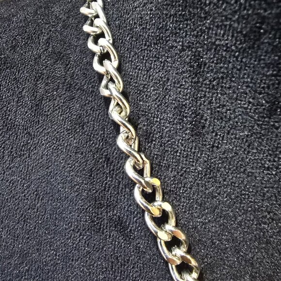 Vintage Silver 111 Single Cut Diamond Heart Pendant with Heavy Chain - Picture 5 of 7